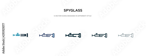 spyglass icon in different style vector illustration. two colored and black spyglass vector icons designed in filled, outline, line and stroke style can be used for web, mobile, ui photo
