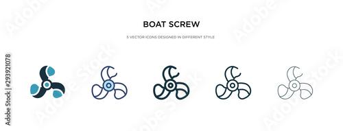 boat screw icon in different style vector illustration. two colored and black boat screw vector icons designed in filled, outline, line and stroke style can be used for web, mobile, ui