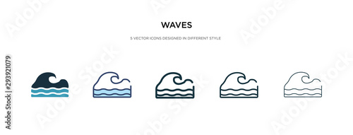 waves icon in different style vector illustration. two colored and black waves vector icons designed in filled, outline, line and stroke style can be used for web, mobile, ui