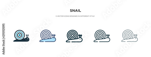 snail icon in different style vector illustration. two colored and black snail vector icons designed in filled, outline, line and stroke style can be used for web, mobile, ui