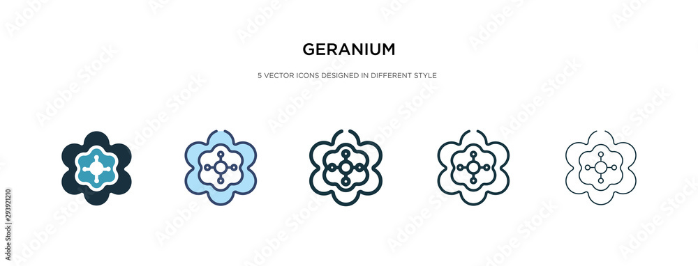 geranium icon in different style vector illustration. two colored and black geranium vector icons designed in filled, outline, line and stroke style can be used for web, mobile, ui geranium icon in different style vector illustration. two colored and black geranium vector icons designed in filled, outline, line and stroke style can be used for web, mobile, ui
