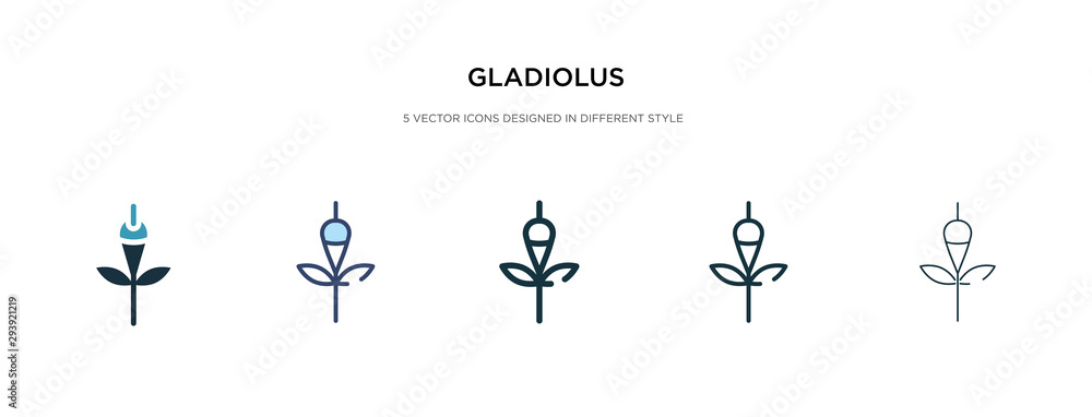 gladiolus icon in different style vector illustration. two colored and black gladiolus vector icons designed in filled, outline, line and stroke style can be used for web, mobile, ui gladiolus icon in different style vector illustration. two colored and black gladiolus vector icons designed in filled, outline, line and stroke style can be used for web, mobile, ui
