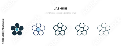 jasmine icon in different style vector illustration. two colored and black jasmine vector icons designed in filled, outline, line and stroke style can be used for web, mobile, ui
