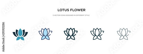 lotus flower icon in different style vector illustration. two colored and black lotus flower vector icons designed in filled  outline  line and stroke style can be used for web  mobile  ui