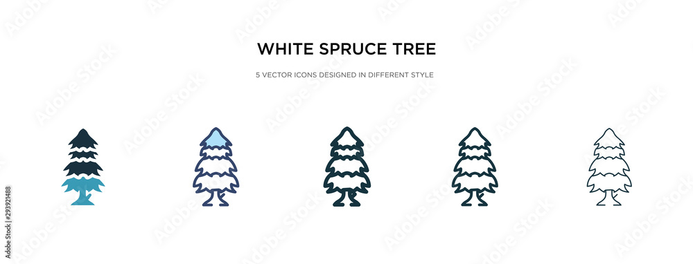 white spruce tree icon in different style vector illustration. two colored and black white spruce tree vector icons designed in filled, outline, line and stroke style can be used for web, mobile, ui white spruce tree icon in different style vector illustration. two colored and black white spruce tree vector icons designed in filled, outline, line and stroke style can be used for web, mobile, ui