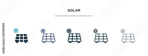 solar icon in different style vector illustration. two colored and black solar vector icons designed in filled, outline, line and stroke style can be used for web, mobile, ui