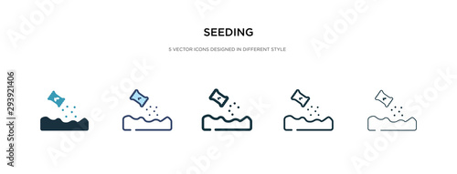 seeding icon in different style vector illustration. two colored and black seeding vector icons designed in filled, outline, line and stroke style can be used for web, mobile, ui