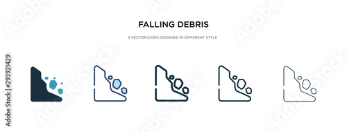 falling debris icon in different style vector illustration. two colored and black falling debris vector icons designed in filled, outline, line and stroke style can be used for web, mobile, ui