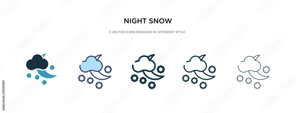 night snow icon in different style vector illustration. two colored and black night snow vector icons designed in filled, outline, line and stroke style can be used for web, mobile, ui night snow icon in different style vector illustration. two colored and black night snow vector icons designed in filled, outline, line and stroke style can be used for web, mobile, ui