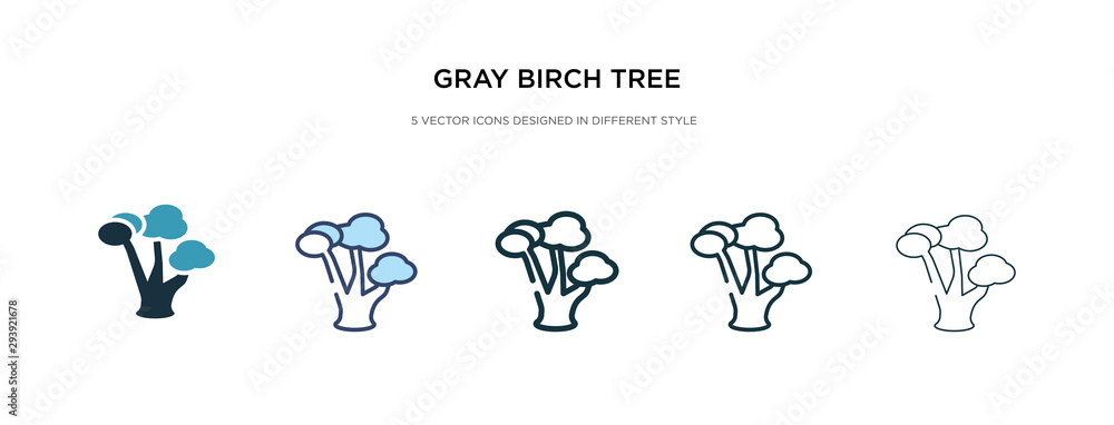 gray birch tree icon in different style vector illustration. two colored and black gray birch tree vector icons designed in filled, outline, line and stroke style can be used for web, mobile, ui gray birch tree icon in different style vector illustration. two colored and black gray birch tree vector icons designed in filled, outline, line and stroke style can be used for web, mobile, ui