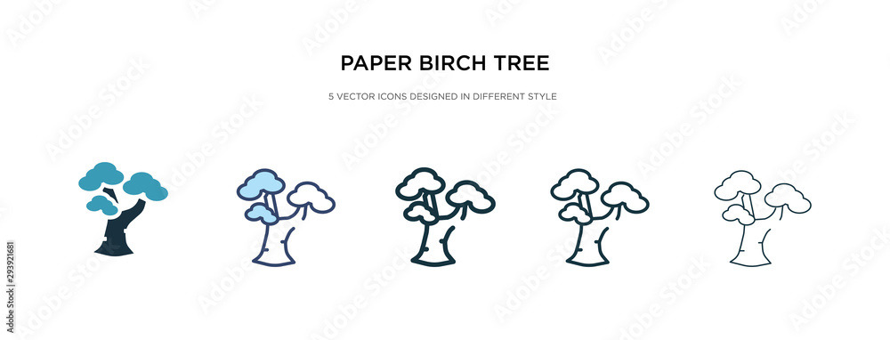 paper birch tree icon in different style vector illustration. two colored and black paper birch tree vector icons designed in filled, outline, line and stroke style can be used for web, mobile, ui