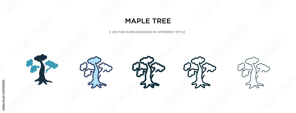 maple tree icon in different style vector illustration. two colored and black maple tree vector icons designed in filled, outline, line and stroke style can be used for web, mobile, ui maple tree icon in different style vector illustration. two colored and black maple tree vector icons designed in filled, outline, line and stroke style can be used for web, mobile, ui
