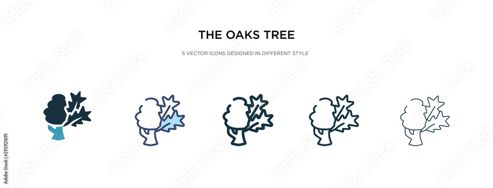 the oaks tree icon in different style vector illustration. two colored and black the oaks tree vector icons designed in filled, outline, line and stroke style can be used for web, mobile, ui