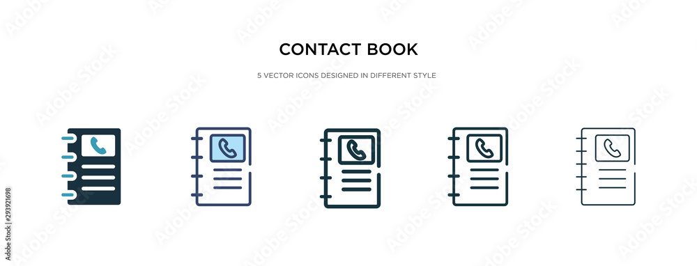contact book icon in different style vector illustration. two colored and black contact book vector icons designed in filled, outline, line and stroke style can be used for web, mobile, ui