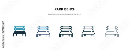 park bench icon in different style vector illustration. two colored and black park bench vector icons designed in filled, outline, line and stroke style can be used for web, mobile, ui