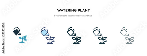 watering plant icon in different style vector illustration. two colored and black watering plant vector icons designed in filled, outline, line and stroke style can be used for web, mobile, ui