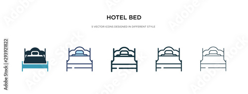 hotel bed icon in different style vector illustration. two colored and black hotel bed vector icons designed in filled, outline, line and stroke style can be used for web, mobile, ui