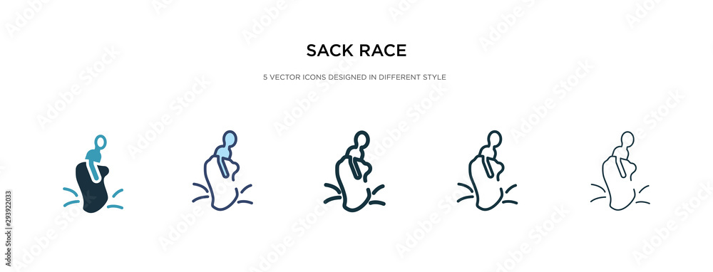 sack race icon in different style vector illustration. two colored and black sack race vector icons designed in filled, outline, line and stroke style can be used for web, mobile, ui sack race icon in different style vector illustration. two colored and black sack race vector icons designed in filled, outline, line and stroke style can be used for web, mobile, ui