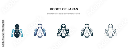 robot of japan icon in different style vector illustration. two colored and black robot of japan vector icons designed in filled, outline, line and stroke style can be used for web, mobile, ui