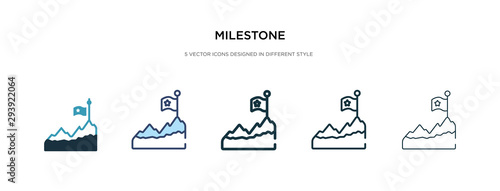 milestone icon in different style vector illustration. two colored and black milestone vector icons designed in filled, outline, line and stroke style can be used for web, mobile, ui