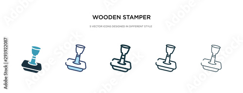 Billede på lærred wooden stamper icon in different style vector illustration