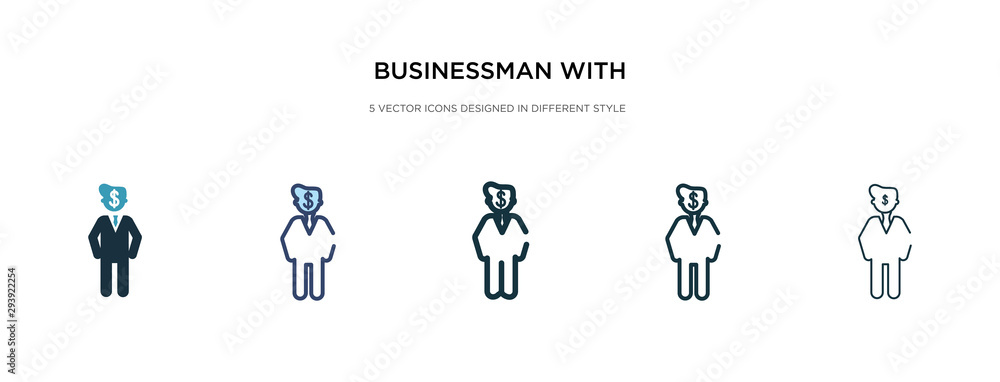 businessman with financial message about dollar icon in different style vector illustration. two colored and black businessman with financial message about dollar vector icons designed in filled, businessman with financial message about dollar icon in different style vector illustration. two colored and black businessman with financial message about dollar vector icons designed in filled,
