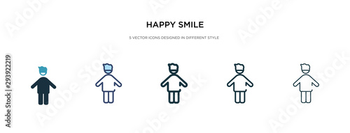 happy smile icon in different style vector illustration. two colored and black happy smile vector icons designed in filled, outline, line and stroke style can be used for web, mobile, ui