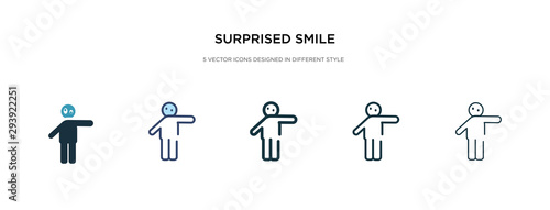 surprised smile icon in different style vector illustration. two colored and black surprised smile vector icons designed in filled  outline  line and stroke style can be used for web  mobile  ui