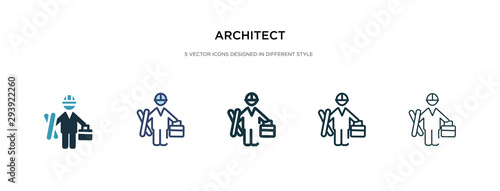 architect icon in different style vector illustration. two colored and black architect vector icons designed in filled, outline, line and stroke style can be used for web, mobile, ui