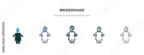 bridesmaids icon in different style vector illustration. two colored and black bridesmaids vector icons designed in filled, outline, line and stroke style can be used for web, mobile, ui