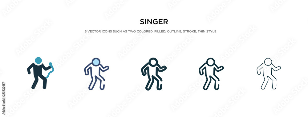 singer icon in different style vector illustration. two colored and black singer vector icons designed in filled, outline, line and stroke style can be used for web, mobile, ui