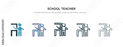 school teacher icon in different style vector illustration. two colored and black school teacher vector icons designed in filled, outline, line and stroke style can be used for web, mobile, ui
