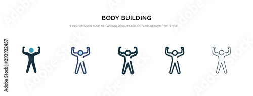 body building icon in different style vector illustration. two colored and black body building vector icons designed in filled, outline, line and stroke style can be used for web, mobile, ui