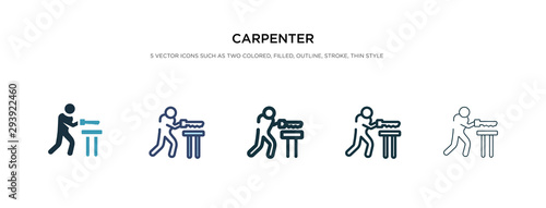 carpenter icon in different style vector illustration. two colored and black carpenter vector icons designed in filled, outline, line and stroke style can be used for web, mobile, ui