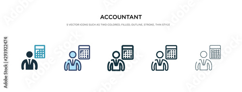 accountant icon in different style vector illustration. two colored and black accountant vector icons designed in filled, outline, line and stroke style can be used for web, mobile, ui