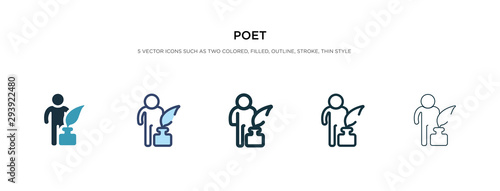 poet icon in different style vector illustration. two colored and black poet vector icons designed in filled, outline, line and stroke style can be used for web, mobile, ui