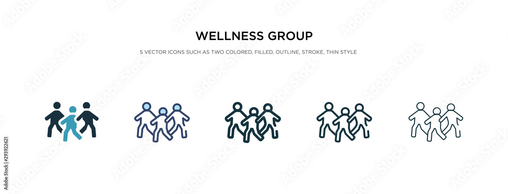 wellness group icon in different style vector illustration. two colored and black wellness group vector icons designed in filled, outline, line and stroke style can be used for web, mobile, ui