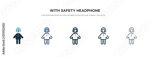with safety headphone icon in different style vector illustration. two colored and black with safety headphone vector icons designed in filled, outline, line and stroke style can be used for web,