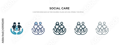 social care icon in different style vector illustration. two colored and black social care vector icons designed in filled, outline, line and stroke style can be used for web, mobile, ui