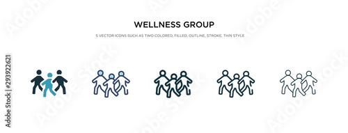 wellness group icon in different style vector illustration. two colored and black wellness group vector icons designed in filled, outline, line and stroke style can be used for web, mobile, ui