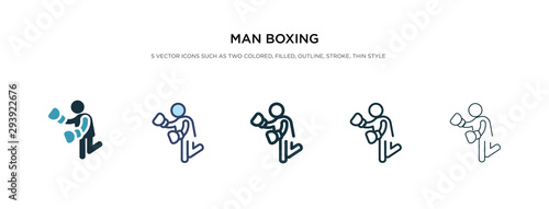 man boxing icon in different style vector illustration. two colored and black man boxing vector icons designed in filled, outline, line and stroke style can be used for web, mobile, ui