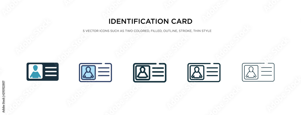 identification card with picture icon in different style vector illustration. two colored and black identification card with picture vector icons designed in filled, outline, line and stroke style identification card with picture icon in different style vector illustration. two colored and black identification card with picture vector icons designed in filled, outline, line and stroke style