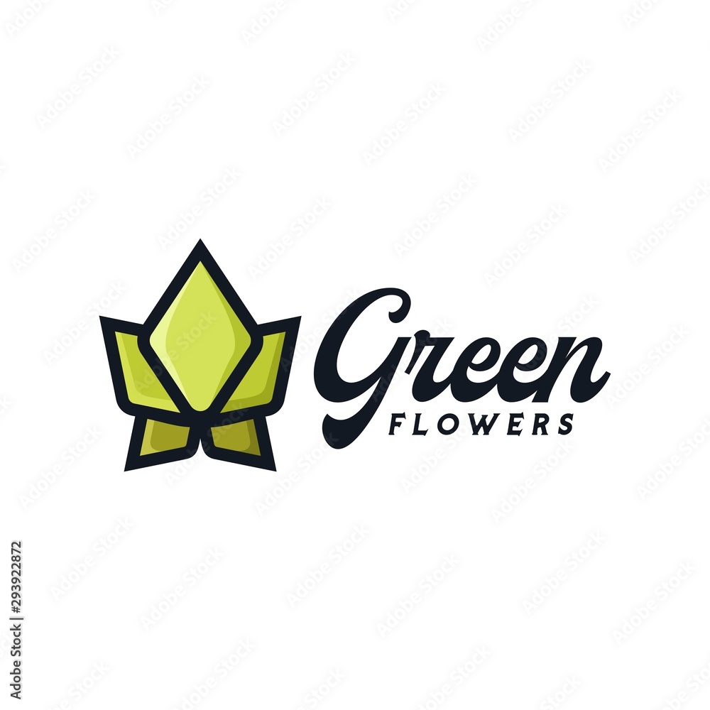 Fototapeta premium Star Green Flower Logo Vector, Flower Line Design vector, Modern Logo and Simple