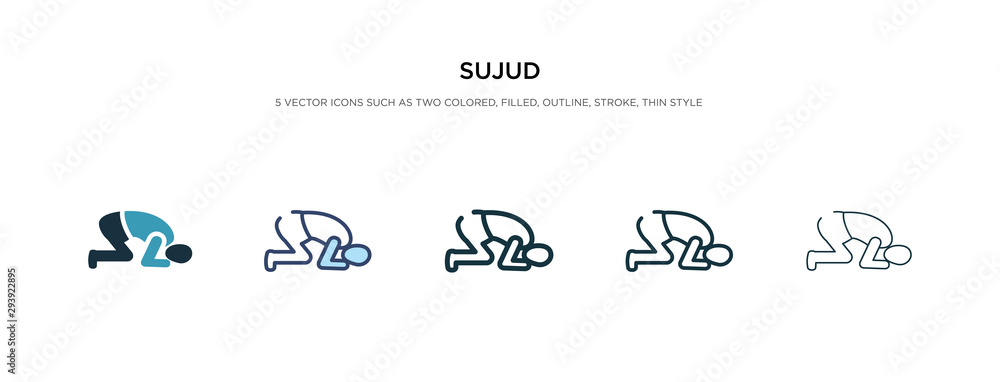 sujud icon in different style vector illustration. two colored and black sujud vector icons designed in filled, outline, line and stroke style can be used for web, mobile, ui
