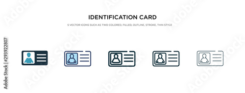 identification card with picture icon in different style vector illustration. two colored and black identification card with picture vector icons designed in filled, outline, line and stroke style