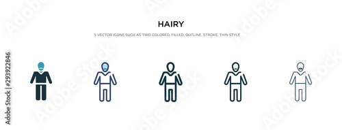 hairy icon in different style vector illustration. two colored and black hairy vector icons designed in filled, outline, line and stroke style can be used for web, mobile, ui photo