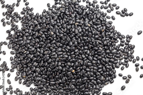 Black beans on a white background