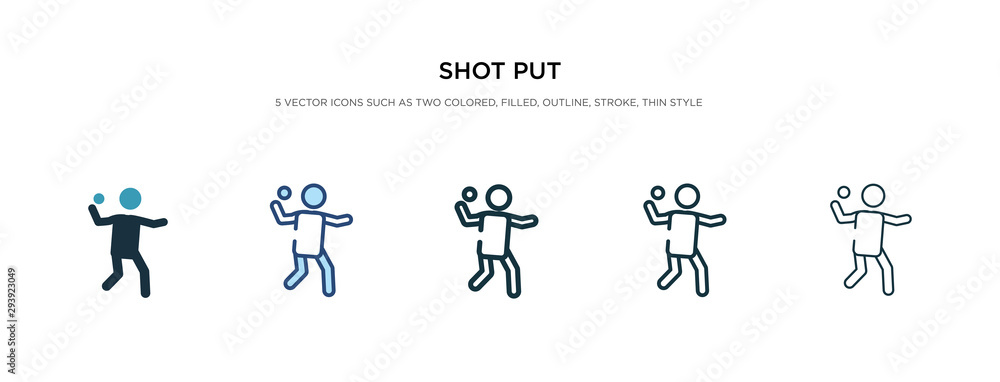 shot put icon in different style vector illustration. two colored and black shot put vector icons designed in filled, outline, line and stroke style can be used for web, mobile, ui