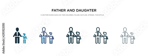 father and daughter icon in different style vector illustration. two colored and black father and daughter vector icons designed in filled, outline, line stroke style can be used for web, mobile, ui