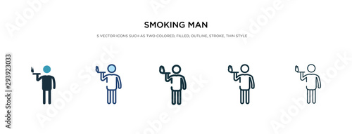 smoking man icon in different style vector illustration. two colored and black smoking man vector icons designed in filled  outline  line and stroke style can be used for web  mobile  ui